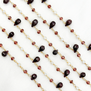 Garnet & Pearl Gold Plated Wire Chain